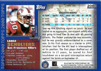 2000 Topps #206 Lance Schulters Back