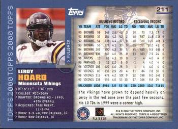 2000 Topps #211 Leroy Hoard Back