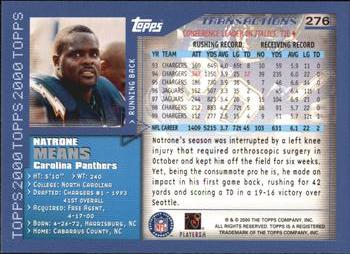 2000 Topps #276 Natrone Means Back
