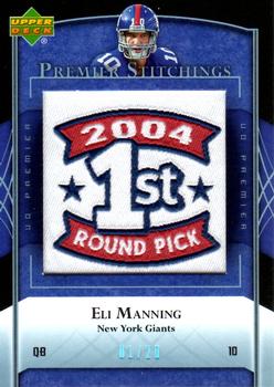 2007 Upper Deck Premier - Stitchings Variation Platinum Holofoil #PS-65 Eli Manning Front