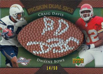 2007 Upper Deck Sweet Spot - Pigskin Dual Sigs #PDS-DB Craig Davis / Dwayne Bowe Front
