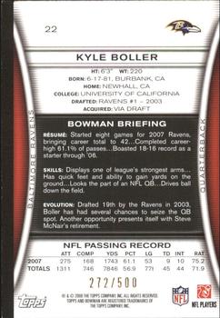 2008 Bowman - Blue #22 Kyle Boller  Back