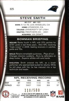 2008 Bowman - Blue #65 Steve Smith  Back