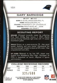 2008 Bowman - Blue #151 Gary Barnidge  Back