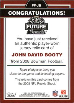 2008 Bowman - Fabric of the Future #FF-JB John David Booty Back