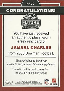 2008 Bowman - Fabric of the Future #FF-JC Jamaal Charles Back