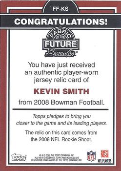 2008 Bowman - Fabric of the Future #FF-KS Kevin Smith Back