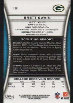 2008 Bowman - Gold #161 Brett Swain  Back