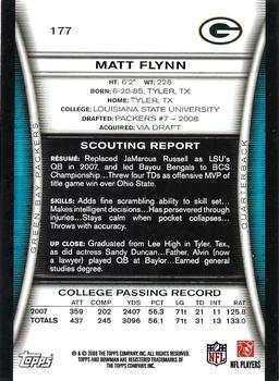 2008 Bowman - Gold #177 Matt Flynn  Back