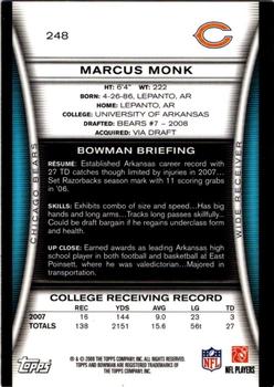 2008 Bowman - Gold #248 Marcus Monk  Back