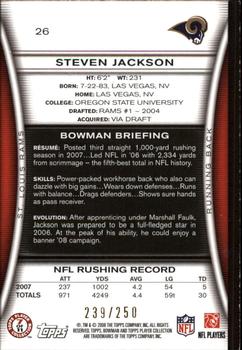 2008 Bowman - Orange #26 Steven Jackson Back