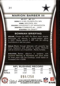 2008 Bowman - Orange #31 Marion Barber Back