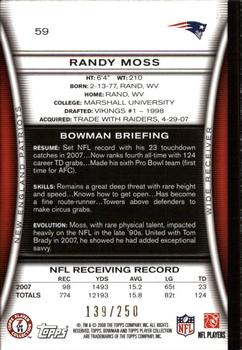 2008 Bowman - Orange #59 Randy Moss Back