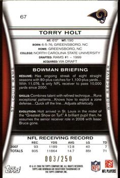 2008 Bowman - Orange #67 Torry Holt Back