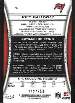 2008 Bowman - Orange #70 Joey Galloway Back