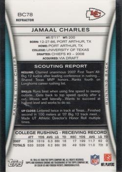 2008 Bowman Chrome - Refractors #BC78 Jamaal Charles Back