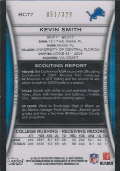 2008 Bowman Chrome - Rookies Bronze #BC77 Kevin Smith Back