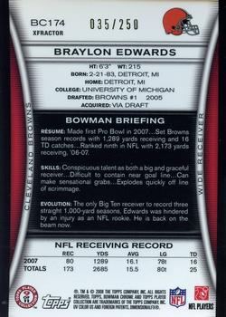2008 Bowman Chrome - Xfractors #BC174 Braylon Edwards Back
