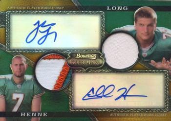 2008 Bowman Sterling - Dual Autograph Relic Gold #AR-8 Jake Long / Chad Henne Front