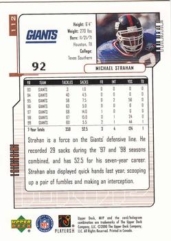 2000 Upper Deck MVP #112 Michael Strahan Back