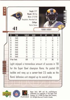 2000 Upper Deck MVP #144 Todd Lyght Back