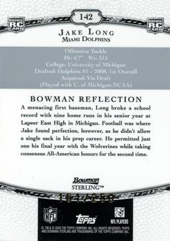 2008 Bowman Sterling - Gold Rookie Autographs #142 Jake Long Back