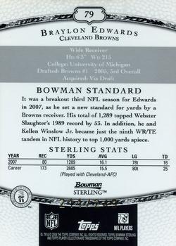 2008 Bowman Sterling - Jerseys Green #79 Braylon Edwards Back