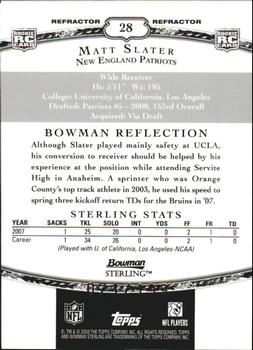 2008 Bowman Sterling - Refractors #28 Matt Slater Back