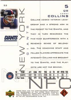 2000 Upper Deck Pros & Prospects #53 Kerry Collins Back