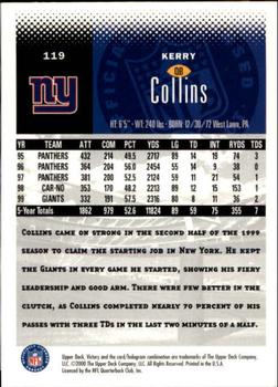 2000 Upper Deck Victory #119 Kerry Collins Back