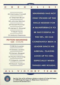 2000 Upper Deck Victory #217 Peyton Manning Back