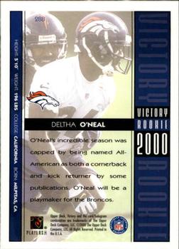 2000 Upper Deck Victory #288 Deltha O'Neal Back