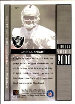 2000 Upper Deck Victory #307 Marcus Knight Back