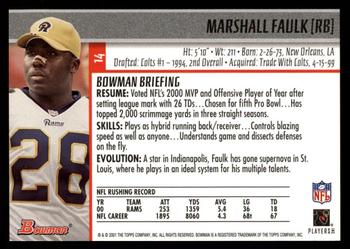 2001 Bowman #14 Marshall Faulk Back