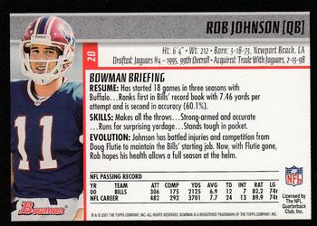 2001 Bowman #20 Rob Johnson Back