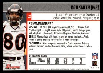 2001 Bowman #24 Rod Smith Back