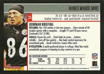 2001 Bowman #52 Hines Ward Back