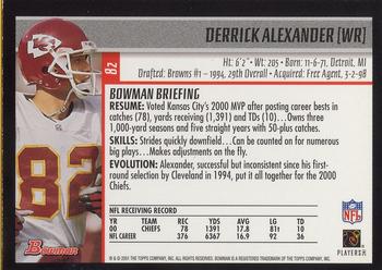 2001 Bowman #82 Derrick Alexander Back