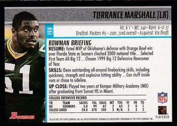 2001 Bowman #139 Torrance Marshall Back