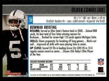2001 Bowman #141 Derek Combs Back