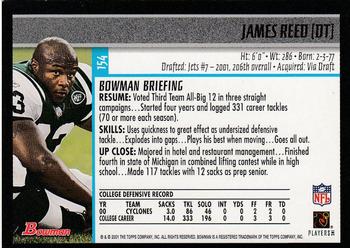 2001 Bowman #154 James Reed Back