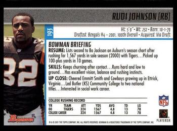 2001 Bowman #193 Rudi Johnson Back