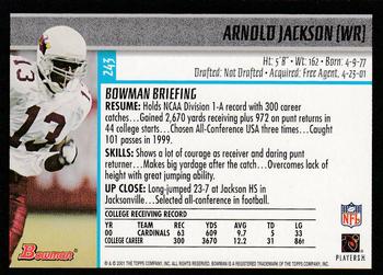 2001 Bowman #243 Arnold Jackson Back