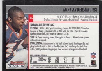 2001 Bowman Chrome #9 Mike Anderson Back