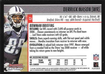 2001 Bowman Chrome #37 Derrick Mason Back