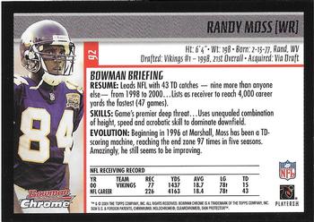 2001 Bowman Chrome #92 Randy Moss Back