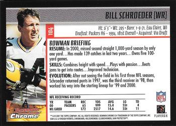 2001 Bowman Chrome #104 Bill Schroeder Back