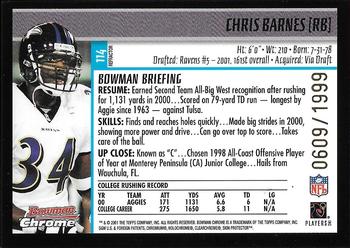 2001 Bowman Chrome #114 Chris Barnes Back