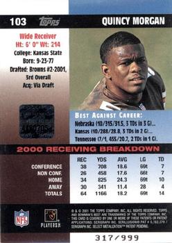2001 Bowman's Best #103 Quincy Morgan Back