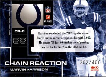 2008 Donruss Elite - Chain Reaction Black #CR-8 Marvin Harrison Back
